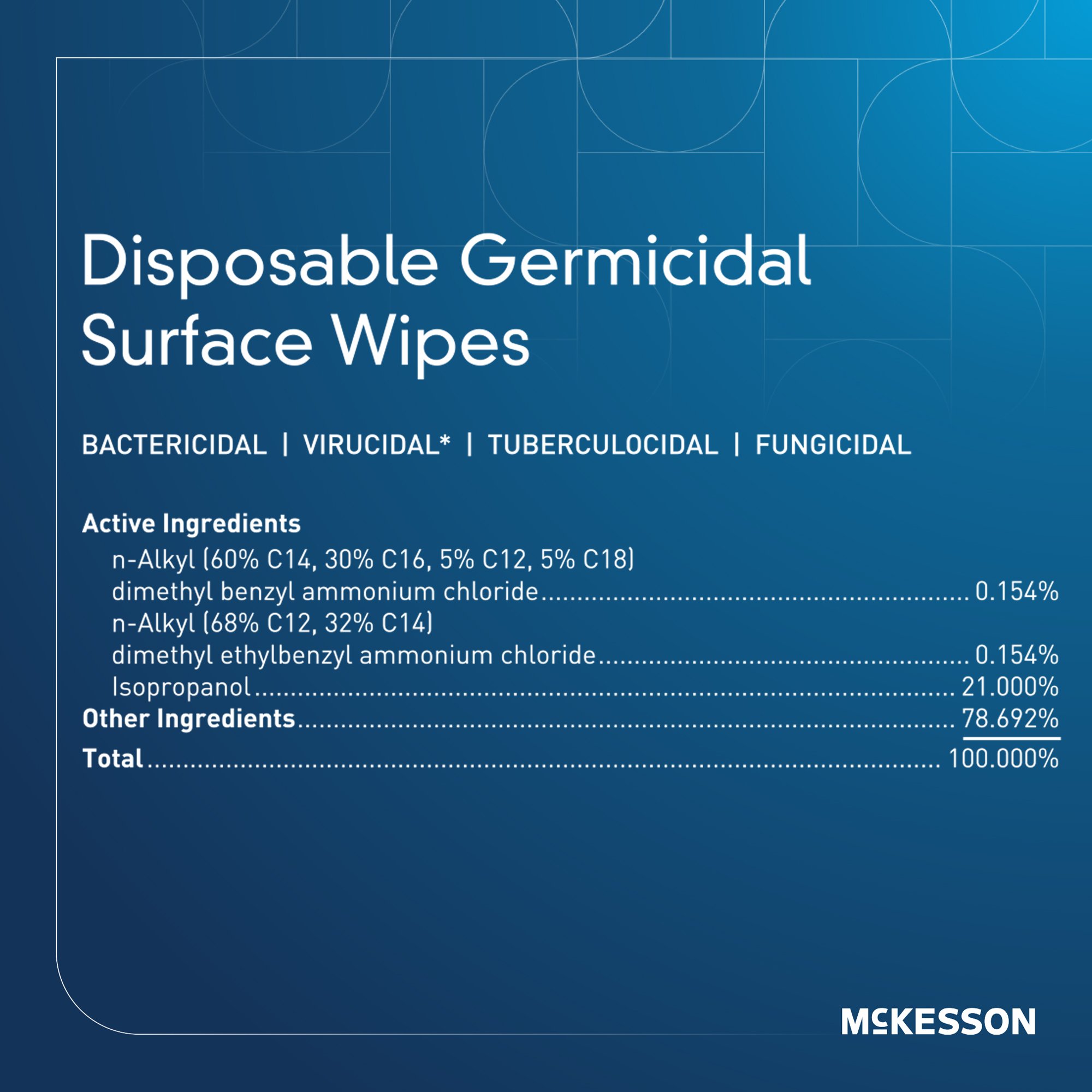 McKesson Surface Disinfectant Cleaner Premoistened Germicidal Manual Pull Wipe 160 Count Canister Alcohol Scent NonSterile