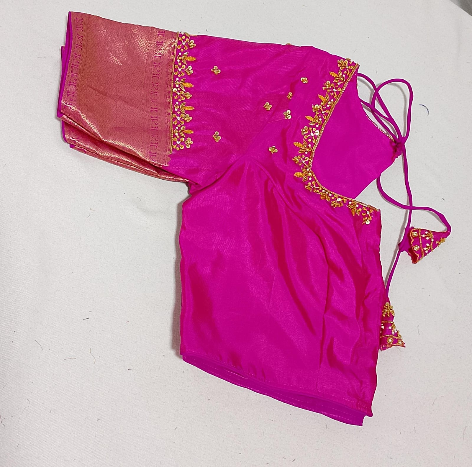 N393: Ready To Ship Beautiful Pure Kanchipattu Saree With Stitched Maggam Work Blouse