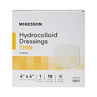 McKesson Thin Hydrocolloid Dressing – 4 × 4 Inch, Film Backing