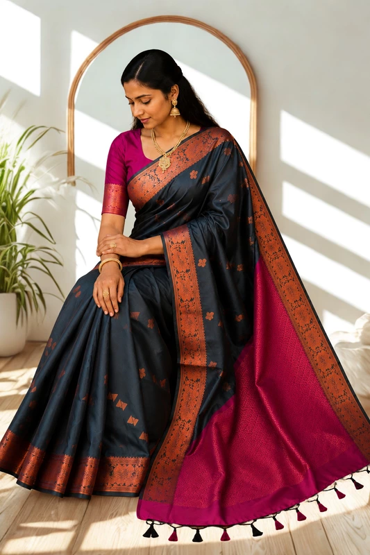 Premium Soft Silk Grey With Pink