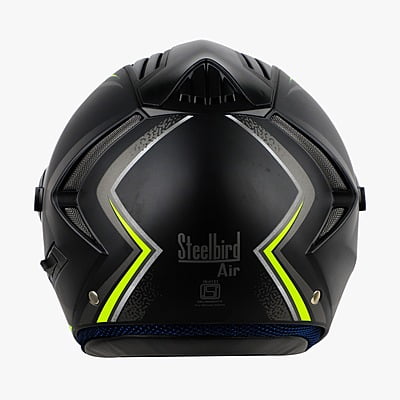 STEELBIRD SBA-2 ISS REED MAT BLACK NEON D/V (SILVER) (L)