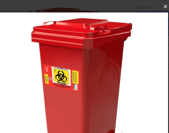 CONTEDOR CON RUEDAS Y TAPA PARA RESIDUOS BIOLÓGICOS DE 120 LTS ROJO