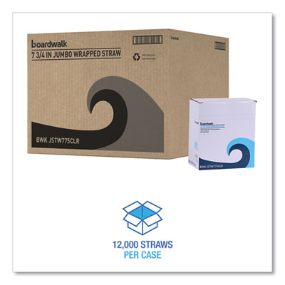 Empress Jumbo Straw Paper Wrapped 7.75" Clear Boxed 24 / 500 cs