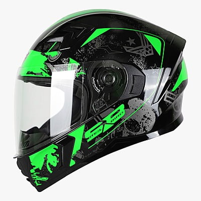 STEELBIRD SBA-21 COMBAT GLOSSY BLACK/GREEN C/V (M)