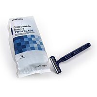 McKesson Personal Razor with Lubricating Strip, Twin Blade, Blue