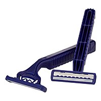 McKesson Personal Razor with Lubricating Strip, Twin Blade, Blue