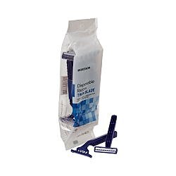 McKesson Personal Razor with Lubricating Strip, Twin Blade, Blue