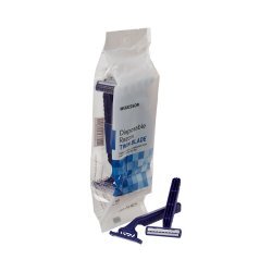 McKesson Personal Razor with Lubricating Strip, Twin Blade, Blue