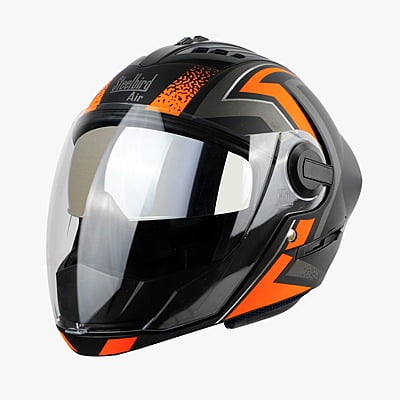 STEELBIRD SBA-2 ISS REED GLOSSY BLACK ORANGE D/V (SILVER) (L)