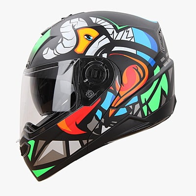 STEELBIRD SBA-7 ISS BIRDIE GLOSSY BLACK/FLUO GREEN C/V (M)