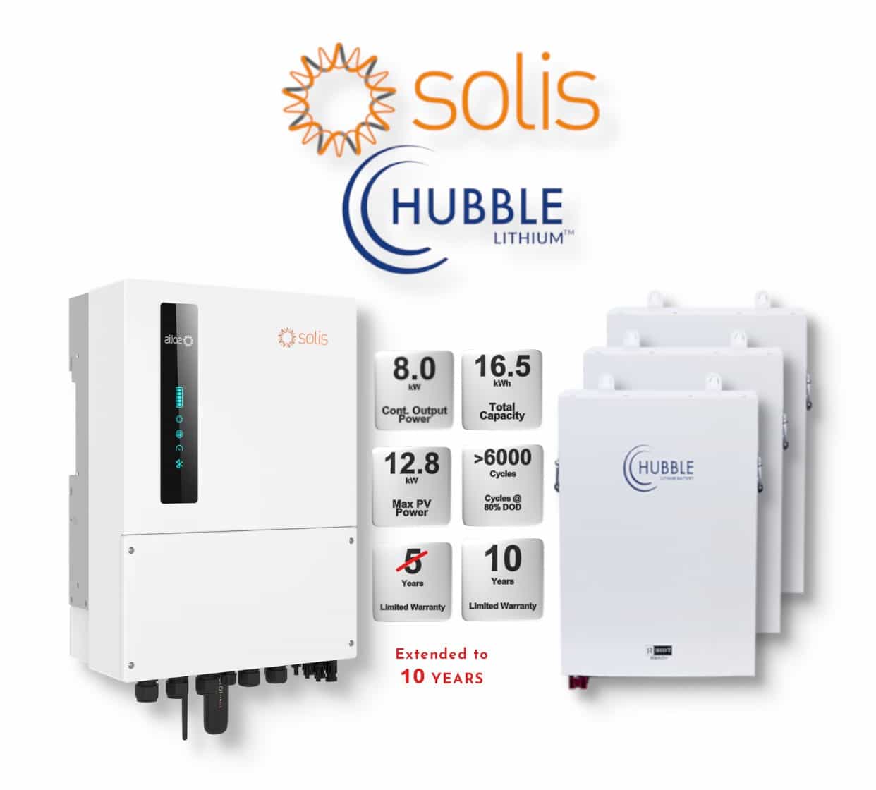8.0 kW SOLIS S6 Hybrid Combo, c/w 3x 5.5 kWh HUBBLE Lithium Batteries 8.0 kW SOLIS S6 Hybrid Combo, c/w 3x 5.5 kWh HUBBLE Lithium Batteries