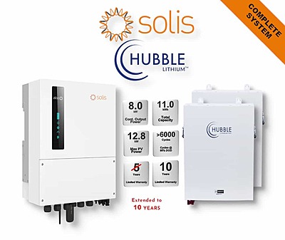 8.0 kW SOLIS S6 Hybrid Combo, c/w 2x 5.5 kWh HUBBLE Lithium Batteries