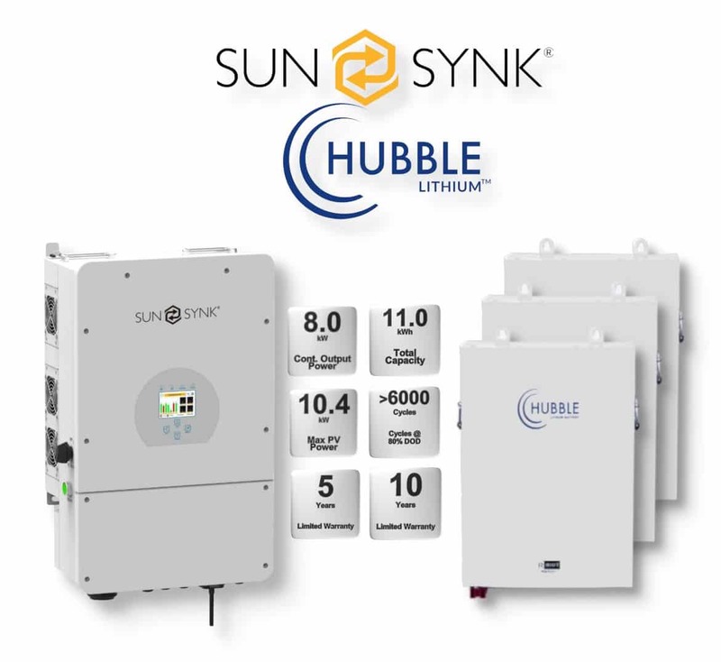 8.0 kW SUNSYNK Hybrid - HUBBLE Combo, c/w 3x 5.5 kWh Lithium Batteries
