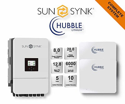8.0 kW SUNSYNK Hybrid - HUBBLE Combo, c/w 2x 10.0 kWh Lithium Batteries