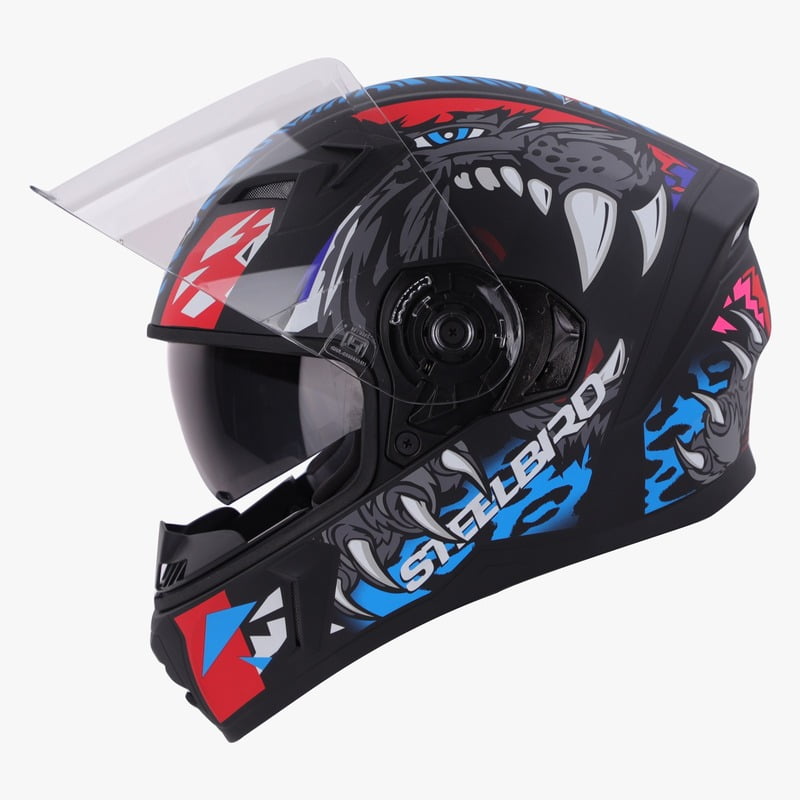 STEELBIRD SBA-21 RAPTOR PANTHA MATT BLACK/RED GREY C/V 600 MM (L) (LONG CHEEKPAD)