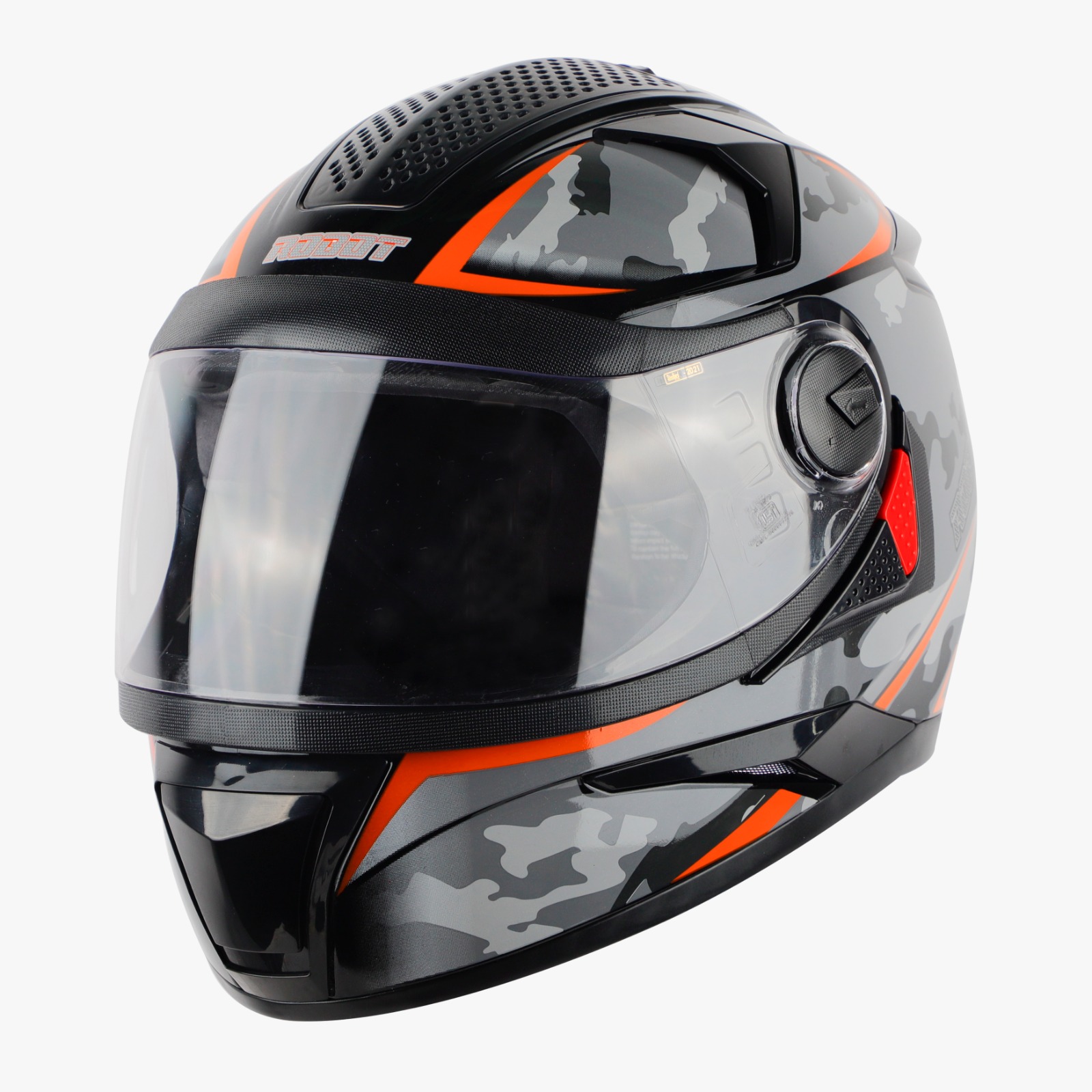 STEELBIRD SBH-17 ROBOT CAMO GLOSSY BLACK/ORANGE C/V (L)