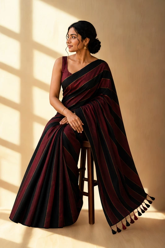 Mul cotton Black and red stripe
