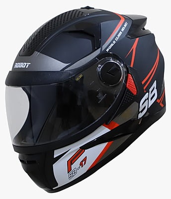 STEELBIRD SBH-17 ROBOT ICE MATT BLACK/FLU D.ORANGE C/V (L)