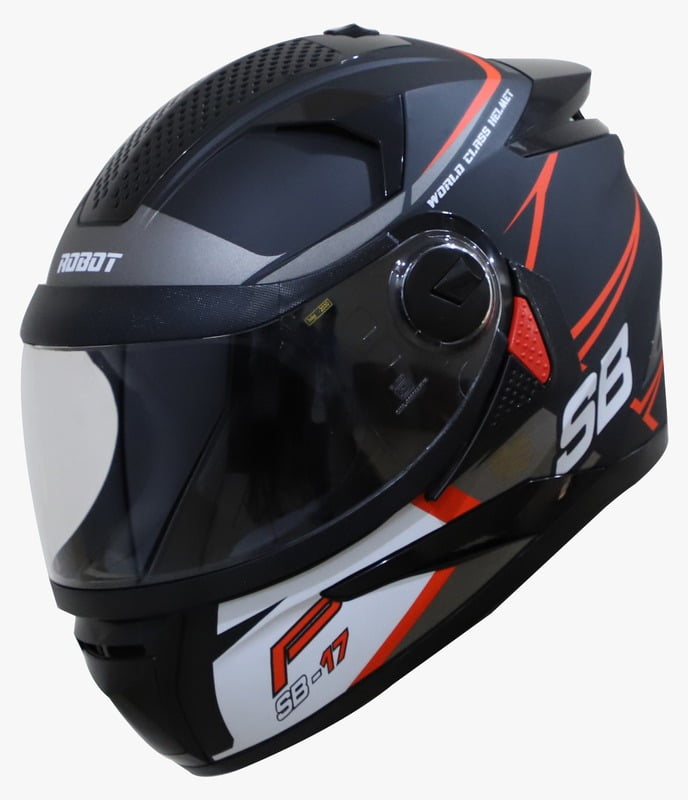 STEELBIRD SBH-17 ROBOT ICE MATT BLACK/FLU D.ORANGE C/V (L)