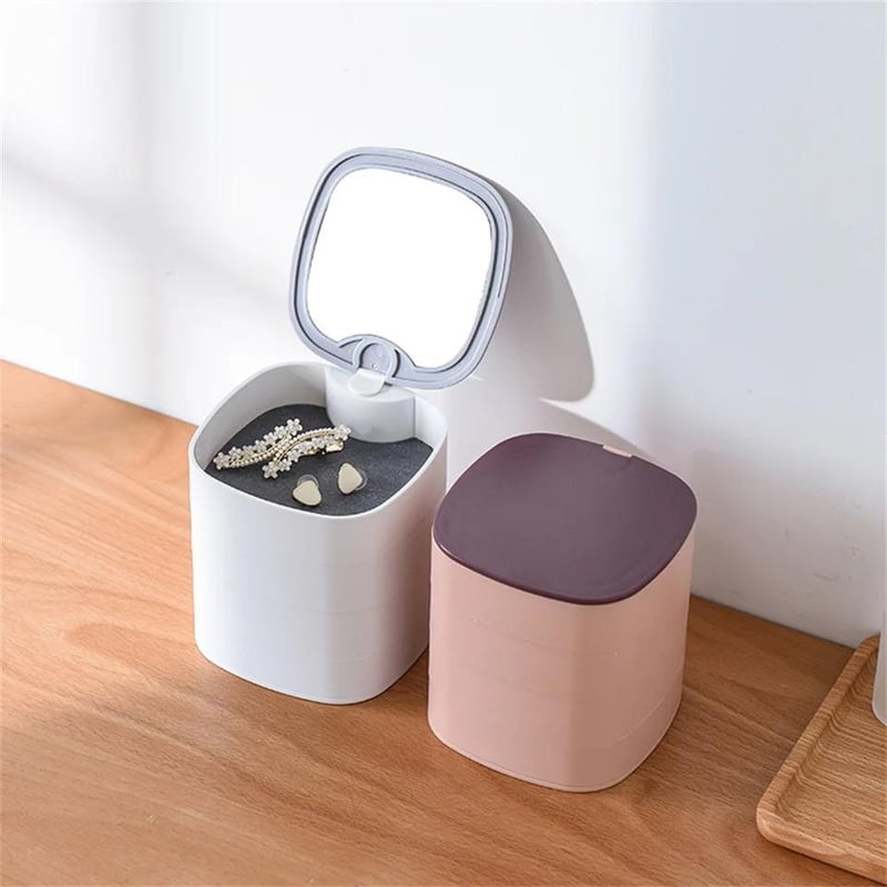MULTI COMPACTMENT JEWELRY BOX JEWELRY STORAGE BOX 4 LAYERS ROTATING JEWELRY ORGANIZER WITH MIRROR