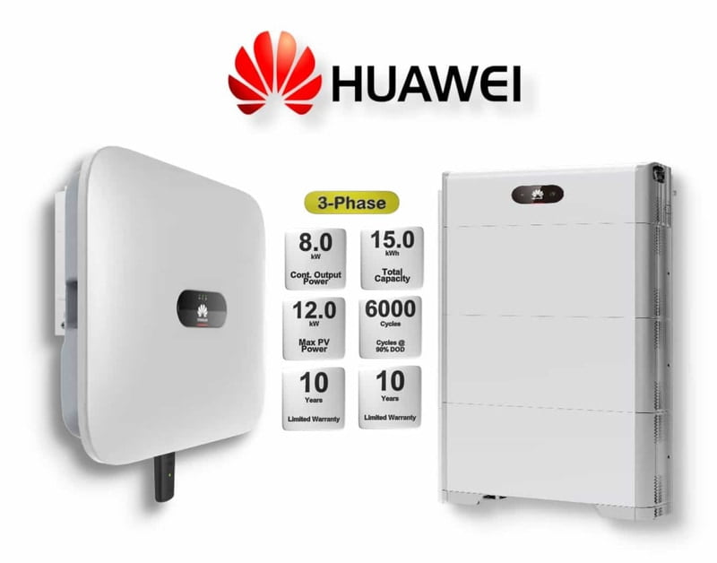 8.0 kW HUAWEI Fusion Solar 3-Phase Combo, c/w 15 kWh Floor Standing Lithium Battery 8.0 kW HUAWEI Fusion Solar 3-Phase Combo, c/w 15 kWh Floor Standing Lithium Battery
