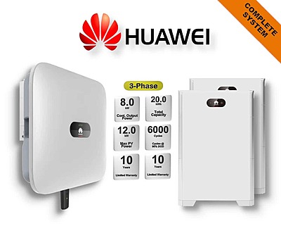 8.0 kW HUAWEI Fusion Solar 3-Phase Combo, c/w 20 kWh Floor Standing Lithium Battery