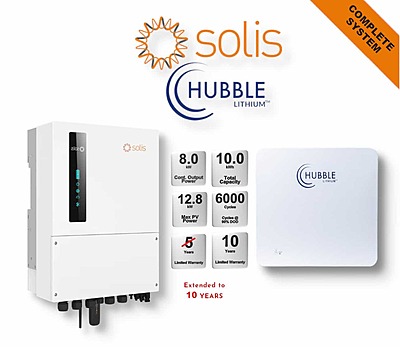 8.0 kW SOLIS S6 Hybrid Combo, c/w 10 kWh HUBBLE Lithium Battery