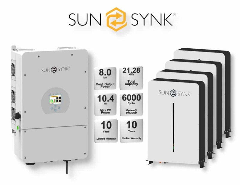8.0 kW SUNSYNK Hybrid - SUNSYNK Combo, c/w 4 x 5.32 G kWh Lithium Batteries