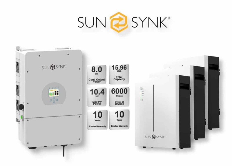 8.0 kW SUNSYNK Hybrid - SUNSYNK Combo, c/w 3 x 5.32 W kWh Lithium Batteries