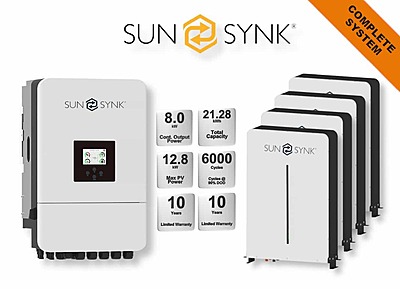 8.0 kW SUNSYNK Hybrid - SUNSYNK Combo, c/w 4 x 5.32 G kWh Lithium Batteries