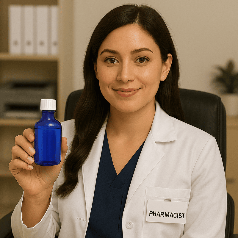 8oz Graduated Oval RX Bottles with Caps 100 count-Blue