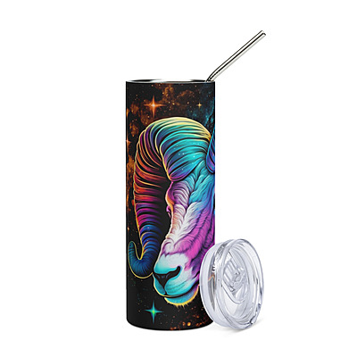 Aries Zodiac Sign Skinny Tumbler – Vibrant Sublimated Astrology Drinkware