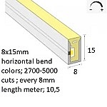 Neon-Flex 0815, 12VDC, 12 Watts/meter,  Dimmable, Cuts 8.3mm, 5mt/Side Bend/Flat-3000K, TP83