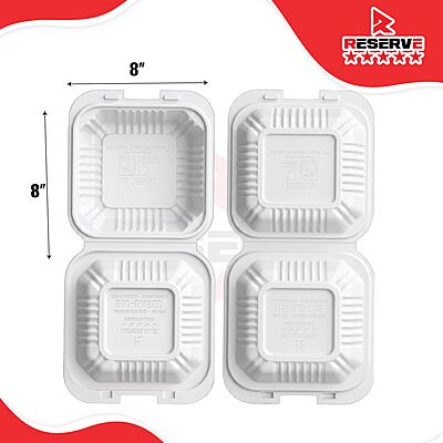 8x8x2 Degradable PP Reserve Tray 4/50 - 1C PP White