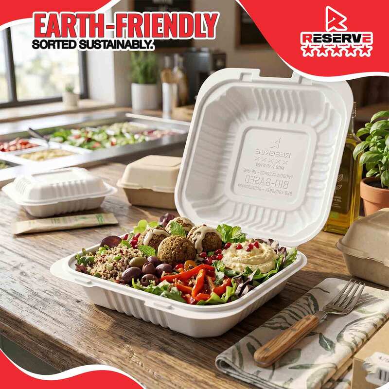 8x8x2 Degradable PP Reserve Tray 4/50 - 1C PP White