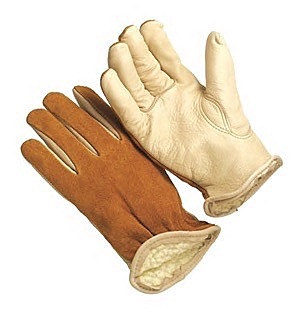 Grain driver, split back, pile lined, keystone thumb, leather hem