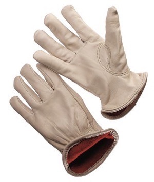 Prem. grade, grain cowhide, keystone thumb, red fleece lined