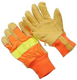 Grain pigskin palm, 3M reflective tape, lined, knit wrist
