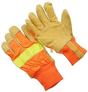 Grain pigskin palm, 3M reflective tape, lined, knit wrist
