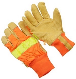 Grain pigskin palm, 3M reflective tape, lined, knit wrist