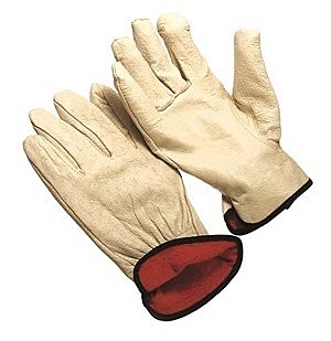 Grain pigskin driver, keystone thumb, red fleece liner