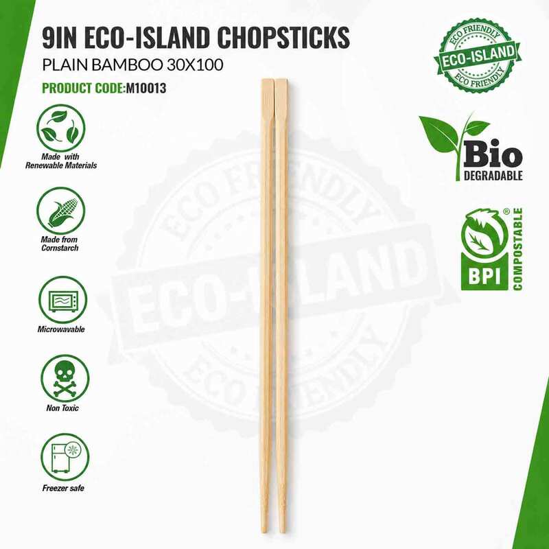 9" Chopstick Bamboo Plain Eco-Island 30/100