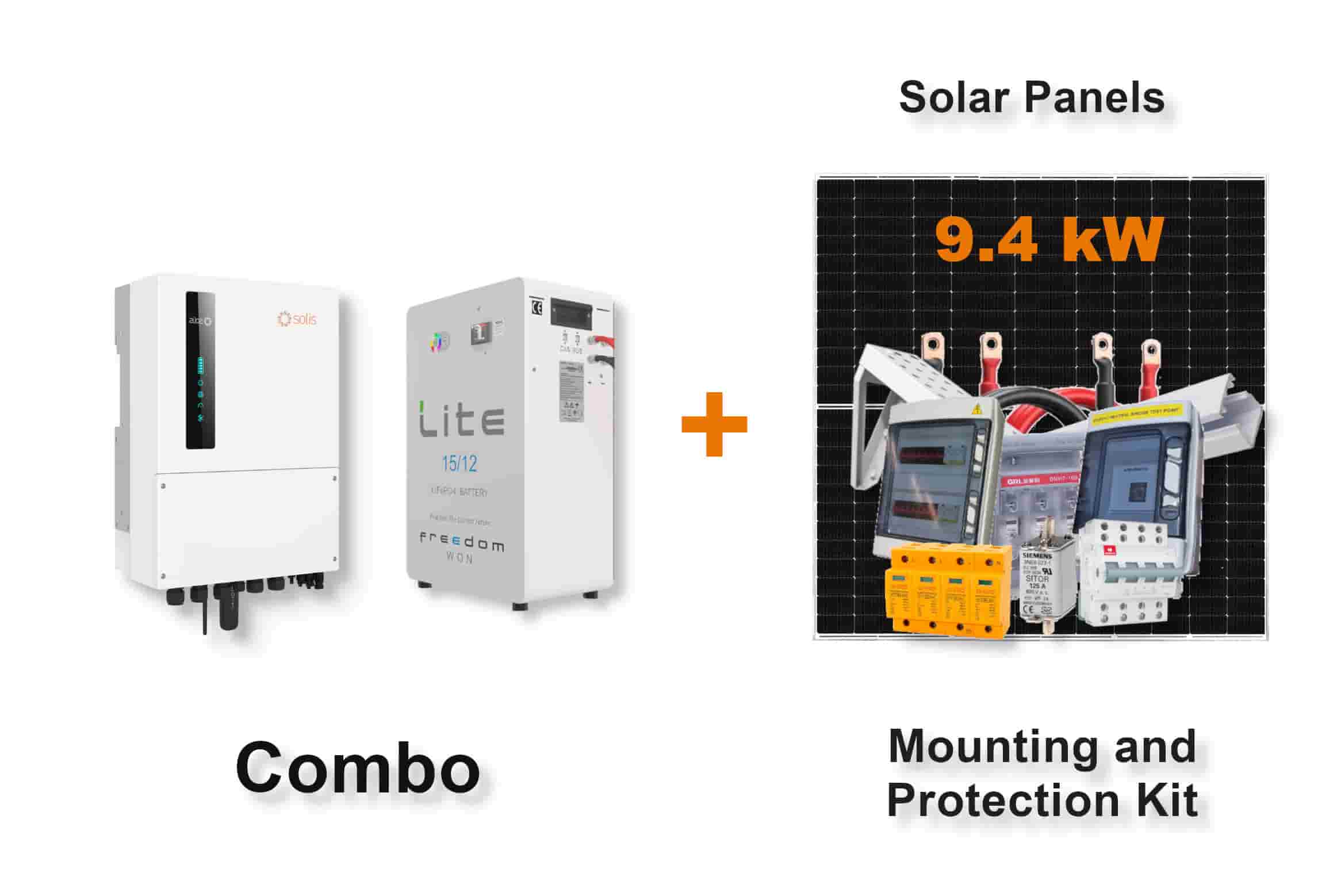 6.0 kW SOLIS S6 Hybrid - FREEDOM WON Combo, c/w 15.0 kWh Lithium Battery