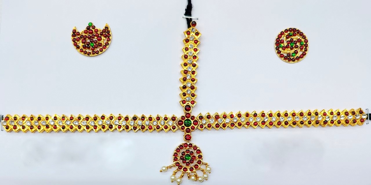 Kempstone Headset with Gold Finish – Suryan & Chandran for Classical Indian Dance & Bridal
