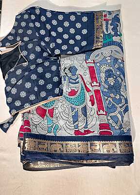 J352: Ready To Ship Beautiful Kalamakri Saree With Stitched Blouse