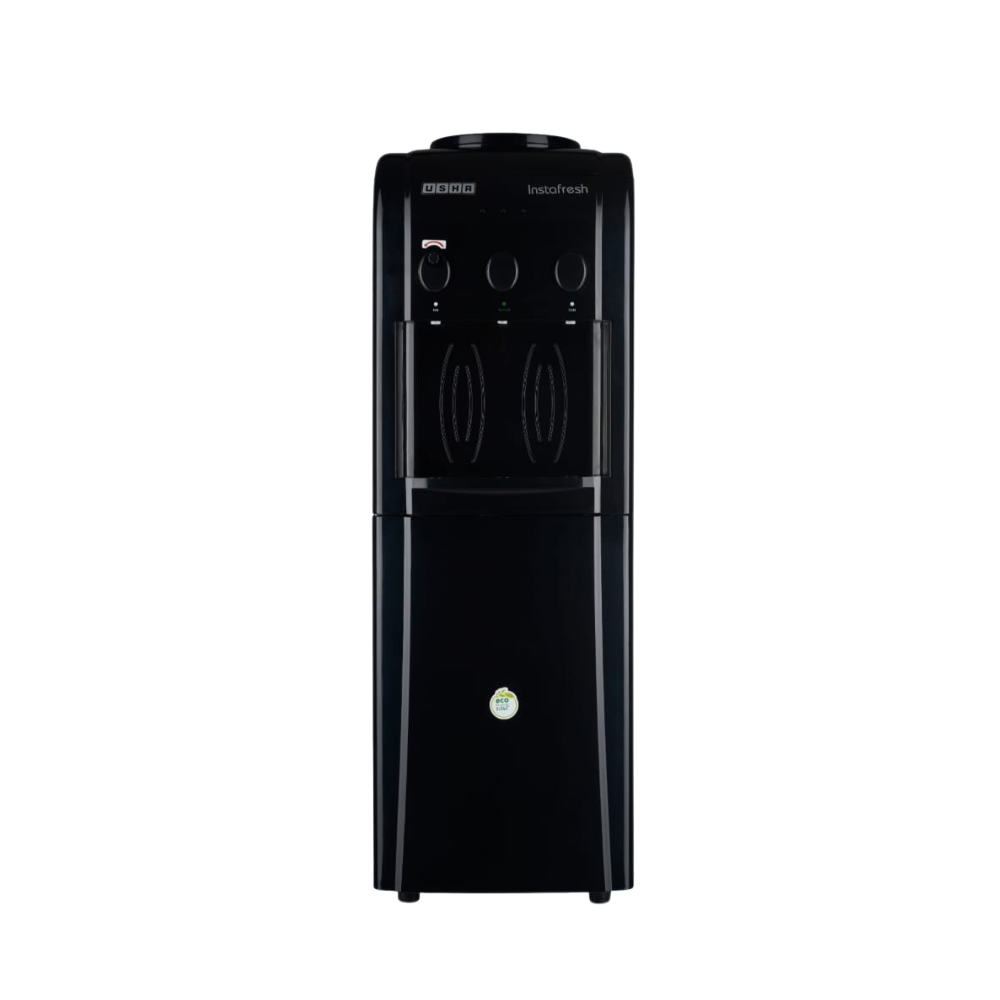 Front Look of Usha Jet Black Instafresh Cooling Cabinet Water Dispenser. Front Look of Usha Jet Black Instafresh Cooling Cabinet Water Dispenser.