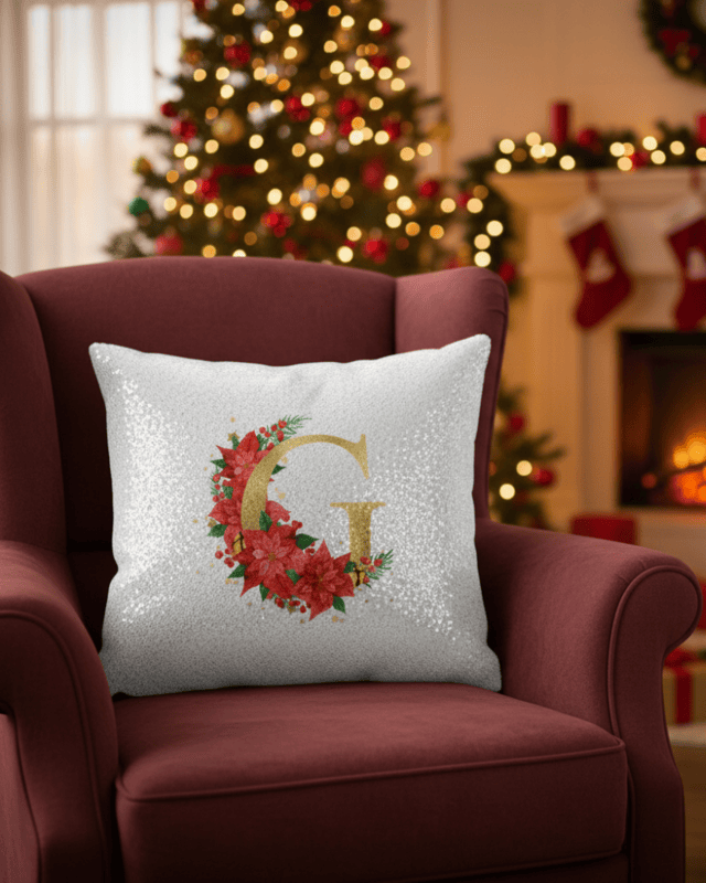 Christmas Initial Flip Sequins Pillow Cover