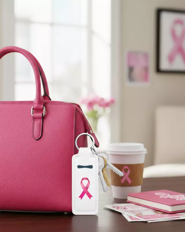 Breast Cancer Awareness Lip Balm Keychains