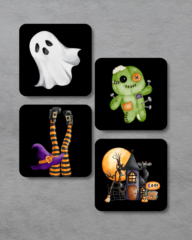 Halloween Beverage Coasters, Set of 4