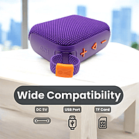 Portable Bluetooth Speaker - Waterproof Mini Wireless Speaker with Deep Bass, LED Buttons & Strap (Purple/Red)
